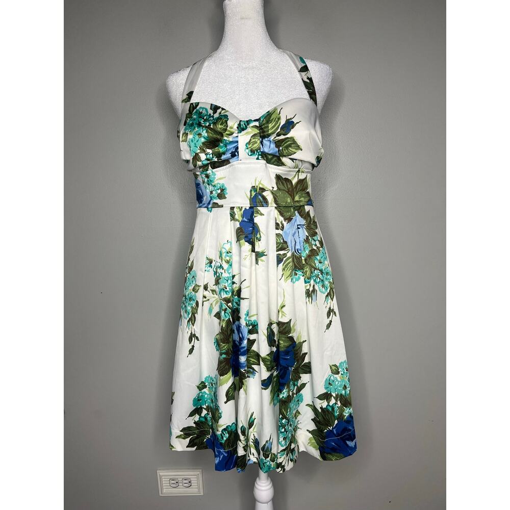 Trixxi Floral Retro Fit & Flare Dress Sweetheart Coquette Tea Garden Party Sz 7